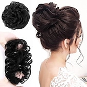 abordables Chignons-100% remy de cheveux humains extension de chignon désordonné chignon en désordre chouchous extension bouclés ondulés désordonné 100% remy extensions de cheveux humains chignon pour les femmes chignon
