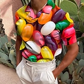 ieftine Polo imprimat pentru bărbați-Bărbați 3D Print Tricou POLO Cămașă de golf Manșon scurt Cămașă Răsfrânt Casual Zilnic Tipărire 3D Alb+Roșu Negru / Roșu Roz Îmbujorat Roșu-aprins Mov Deschis Imprimeu Buton în jos Îmbrăcăminte Mod