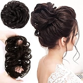 abordables Chignons-100% remy de cheveux humains extension de chignon désordonné chignon en désordre chouchous extension bouclés ondulés désordonné 100% remy extensions de cheveux humains chignon pour les femmes chignon