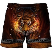 economico Animali &amp; Uccelli-Per uomo Tigre Alfabetico Costume nuoto a pantaloncino Boxer da surf Pantaloncini da mare Vita normale Hawaiano Boho Esterno Per eventi Per uscire Tasche A cordoncino Vita elastica progettista