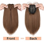 cheap Bangs-14 Hair Topper with Bangs Top Hairpieces Clip in Hair Extensions Straight Wiglet for Women with Thinning Hair