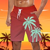 preiswerte Tropische Pflanzen &amp; Blumen-Herren Baum Grafikdrucke Badehosen Badeshorts Boardshorts Mittlere Taille Hawaiianisch Boho Lässig Täglich Ferien Kordelzug mit Mesh-Futter Elastischer Bund Designer Bekleidung