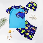 cheap Swimwear-Kids Boys Swimsuit Cartoon Short Sleeve Outdoor Fashion White Summer Clothes 3-7 Years