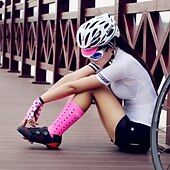 お買い得  サイクリングソックス-3足組 男性用 女性用 靴下 コンプレッションソックス サイクリングソックス バイク / サイクリング 高通気性 人間工学デザイン 着用可能 水玉模様 ナイロン イエロー ピンク ブルー フリーサイズ