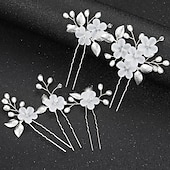 abordables Accessoires de coiffure-3/5 pièces peigne à cheveux de mariage épingles à cheveux de mariée ensemble argent cristal perle cheveux côté peigne en forme de u fleur strass mariage cheveux accessoires pour mariée demoiselle