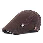 cheap Men&#039;s Hats-Men&#039;s Flat Cap Black Navy Blue Cotton Fashion Streetwear Stylish 1920s Fashion Outdoor Daily Going out Letter Warm