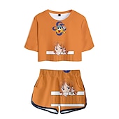 cheap Cartoon &amp; Movie Character Graphic-One Piece Monkey D. Luffy Roronoa Zoro Outfits Shorts Crop Top Anime 3D Graphic For Women&#039;s Adults&#039; 3D Print