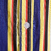 voordelige heren overhemd met knopen-Voor heren Overhemd Zomer overhemd Normaal shirt Overhemd met knopen Gestreepte shirts Geel Blauw Rood Donkerblauw Korte mouw Gestreept Band Kraag Vakantie Straat Afdrukken Kleding 100% katoen