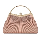 abordables Pochettes et sacs à main de soirée-sac à main de soirée élégant en or pour femme – sac à main métallique plissé avec poignée en strass pour femme, mariage, fête et événements officiels