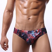 olcso Férfi alsónemű és zokni-Férfi 3 csomag Bugyik Spandex Mosható Kényelmes Nyomtatott Alacsony derekú Fehér+Sárga Kék piros
