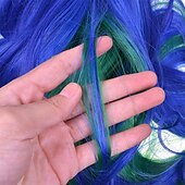 ieftine Peruci de petrecere-perucă pentru femei păun albastru verde perucă ondulată lungă și ondulată pentru fată perucă colorată de 29,5 inci perucă de cosplay pentru petrecere perucă pufoasă sintetică fermecătoare prietenoasă