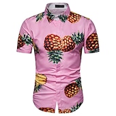 preiswerte Essen &amp; Getränke-Herren Frucht Ananas Hemd Hawaiihemd Sommerhemd Aloha-Shirt Kurze Ärmel Hemd Umlegekragen Tropisch Hawaiianisch Designer Outdoor Strasse Casual Grün / Schwarz Weiß Rosa 3D-Druck S M L