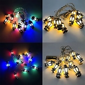 رخيصةأون يعمل بالبطاريات-ramadan eid led string light muslim lantern mubarak lantern oil lamp aa battery box led party home decor lantern lighting
