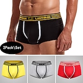 preiswerte Boxershorts für Herren-Herren 2 Packungen Unterwäsche Boxer Polyester Atmungsaktiv Weich Farbblock Mittlere Taillenlinie Schwarz Weiß