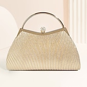 abordables Pochettes et sacs à main de soirée-sac à main de soirée élégant en or pour femme – sac à main métallique plissé avec poignée en strass pour femme, mariage, fête et événements officiels
