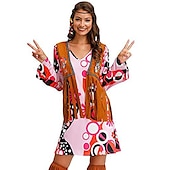 cheap Dresses-Retro Vintage 1970s Disco Dress Flare Cuff Sleeve Hippie Printing Women&#039;s Masquerade Party &amp; Evening Pride Parade Pride Month Adults&#039; Dress