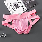 billige Undertøy og sokker til herrer-Herre 1 stk Sexy truser Undertøy Underbukse Jockstrap 95% bomull 5% spandex Ensfarget / vanlig farge Levert Svart Hvit