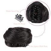 economico Chignon-2pcs mini artiglio finto spazio capelli chignon clip in chignon disordinato capelli sintetici chignon ciambella estensioni chignon parrucca accessorio coda di cavallo pezzi di capelli updo per donne