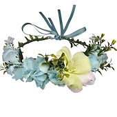 economico Accessori per acconciature-fascia del fiore rosa corona floreale di boho cerchio dei capelli della ghirlanda copricapo della boemia copricapo donne del copricapo corona delle ragazze fasce per capelli a foglia decorazione del