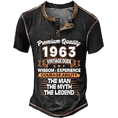 preiswerte Lustige Wörter-Herren Graphic Buchstabe &amp; Nummer Henley Shirt Tee Kurzarm 3D-Druck Modisch Designer Komfortabel Outdoor Casual Täglich Frühling &amp; Herbst Schwarz Marineblau Armeegrün Kaffee Henley Henley T-Shirt