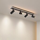 abordables Spots encastrables-plafonniers à led dimmables pour le salon, plafonniers plafonniers éclairage sur rail rotatif noir projecteurs de plafond à gradation tricolore 3 voies pour magasin de vêtements