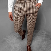 ieftine Pantaloni Chinos-Bărbați Pantaloni chinez Pantaloni de jogging Pantaloni de rochie în carouri Buzunar Zăbrele Respirabil Exterior Lungime totală Afaceri Zilnic Clasic Smart casual Negru Albastru piscină Micro-elastic