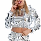 billiga poledancekläder-Danskostymer Exotiska danskläder Pole dance Topp Ren Färg Tvinning Dam Prestanda Träning Långärmad Polyester
