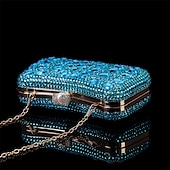olcso Retikülök és estélyi táskák-női többszínű kristályos estélyi clutch – luxus strasszos kézitáska gyöngykapoccsal és láncpánttal gálákra, esküvőkre és hivatalos eseményekre