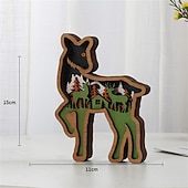 Недорогие Декоративные огни-Деревянные украшения в виде животных, светодиодный светильник, 3d полая резьба, домашний декор, фигурки, ремесла, офисный стол, украшения для спальни, аксессуары