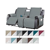 זול כיסא הכורסה הסתיים-כיסויי ספה שכיבה של loveseat עם קונסולה, כיסוי לחיות מחמד מונע החלקה לכורסת אהבה כפולה עם רצועות אלסטיות, כיסוי מושב אהבה מפוצל מגן ריהוט
