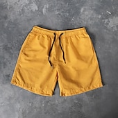お買い得  男性用水泳パンツ-男性用 ショーツ ビーチショーツ 弾性巾着デザイン 平織り 履き心地よい 高通気性 膝丈 カジュアル 日常 ビーチ ファッション ストリートファッション ブラック ホワイト マイクロエラスティック