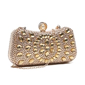 olcso Retikülök és estélyi táskák-női többszínű kristályos estélyi clutch – luxus strasszos kézitáska gyöngykapoccsal és láncpánttal gálákra, esküvőkre és hivatalos eseményekre