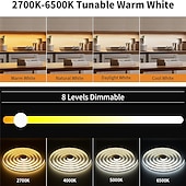 halpa Kauko-ohjaus-cob led-nauhavalo valkoinen cct viritettävä 3200ledscri90 16.4ft/5m himmennettävissä 2700k-6500k 24v led-nauhavalosarja ul-luettelossa olevalla virtalähteellä kaapin alle makuuhuone keittiö tv peili