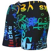 voordelige heren boxer zwembroek-Voor heren Badpak Lange zwembroeken Zwemshorts Boardshorts Zomer korte broeken Afdrukken Haai Brief 3D Ademend Sneldrogend Feestdagen Zwembad Sexy Rekken 1 5 Lage Taille Rekbaar