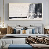 cheap Abstract Paintings-Oil Painting Handmade Hand Painted Wall Art  Black-White Abstract Canvas Painting Home Decoration Decor Stretched Frame Ready to Hang