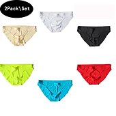cheap Men&#039;s Briefs Underwear-Men&#039;s 2packs Briefs Brief Underwear Nylon Washable Comfortable Plain Low Rise Black White