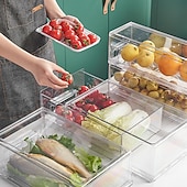 economico Stoccaggio cucina-frigorifero cassetto portaoggetti pannello divisorio scatola portaoggetti verdura e frutta scatola per la conservazione della freschezza domestica grande capacità di stoccaggio trasparente