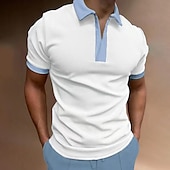 preiswerte Urlaub-Herren Polo Golfhemd Outdoor Strasse Kargen Kurzarm Modisch Brautkleider schlicht Farbblock Frühling Sommer Regular Fit Rosa Himmelblau Khaki Polo