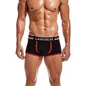 cheap Men&#039;s Boxers Underwear-Men&#039;s 2 Packs Briefs Polyester Breathable Soft Color Block Mid Waist Black White
