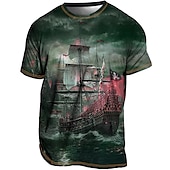 billige 3D T-skjorter-Herre Grafisk Skip Nautisk T skjorte T-skjorter Kortermet T skjorte 3D-utskrift Crew-hals Skjorte Årgang Mote Designer utendørs Avslappet Daglig Blå Lilla Grønn Vår sommer Klær S M L XL 2XL 3XL 4XL