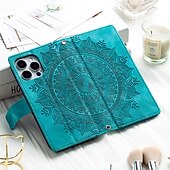 olcso iPhone-tokok-Vintage dombornyomott PU bőr tárca tok iPhone 16e 16 15 Pro Max Plus 14 13 12 11 Pro Max Mini X XR XS Max 8 7 Plus – flip fedél zipzárral kártyahellyel  keresztpánttal