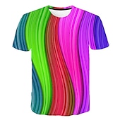 cheap 3D T shirts-Men&#039;s Unisex Graphic Rainbow 3D Shirt T shirt Tee Short Sleeve T shirt Crew Neck Shirt Chic &amp; Modern Party Casual Daily Purple Green Rainbow Clothing Apparel Plus Size S M L XL XXL 3XL 4XL