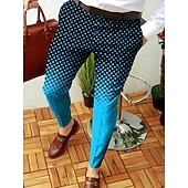 preiswerte Chinos-Herren Hose Hosen Chinesisch Chino Jogginghosen Patchwork Zip Tasche Grafik-Drucke Geometrie Geschäft Casual Hose Punk &amp; Gothic Schlank Gelb Rote Mikro-elastisch