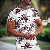 billiga Tropiske ferietrøjer-Herr Grafisk Kokosnötsträd T-shirt T-shirts Kortärmad T-shirt 3D-tryck Rund hals Skjorta Mode Hawaiisk Designer Utomhus Ledigt Dagligen Svart Ljusgrön Vin Vår &amp; sommar Kläder S M L XL 2XL 3XL