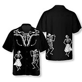 cheap Men&#039;s Western Shirts-Men&#039;s Skull Shirt Western Shirt Cowboy Shirt Short Sleeve Shirt Turndown Tropical Fashion Hawaiian Holiday Going out Black S M L