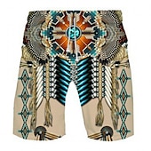 baratos Retro Vintage &amp; Ética-Homens Gráfico Cultura indiana Calção de Banho Bermuda de Surf Shorts de Natação Cintura Média Havaiana Étnico Boho Casual Diário Feriado Com Cordão Cintura elástica Impressão 3D Designer Roupa