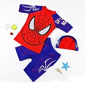 cheap Swimwear-Kids Boys Swimsuit Cartoon Short Sleeve Outdoor Fashion White Summer Clothes 3-7 Years