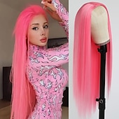 abordables Pelucas de fiesta-Pelucas verdes peluca sintética larga recta verde irlandés resistente al calor sin frente de encaje con cabello de bebé peluca sin pegamento para fiesta de San Patricio cosplay para mujeres de moda