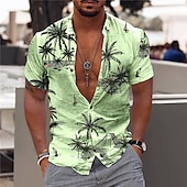 cheap Tropical Plants-Men&#039;s Coconut Tree Aloha Tropical Plants Shirt Summer Hawaiian Shirt Short Sleeve Shirt Turndown Fashion Hawaiian Designer Outdoor Street Casual Light Pink White Yellow Print S M L