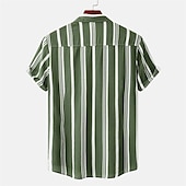 voordelige heren overhemd met knopen-Voor heren Overhemd Zomer overhemd Normaal shirt Overhemd met knopen Gestreepte shirts Zwart blauw Rood Groen Korte mouw Gestreept Strijkijzer Vakantie Straat Kleding Katoen Katoenmix Modieus Casual